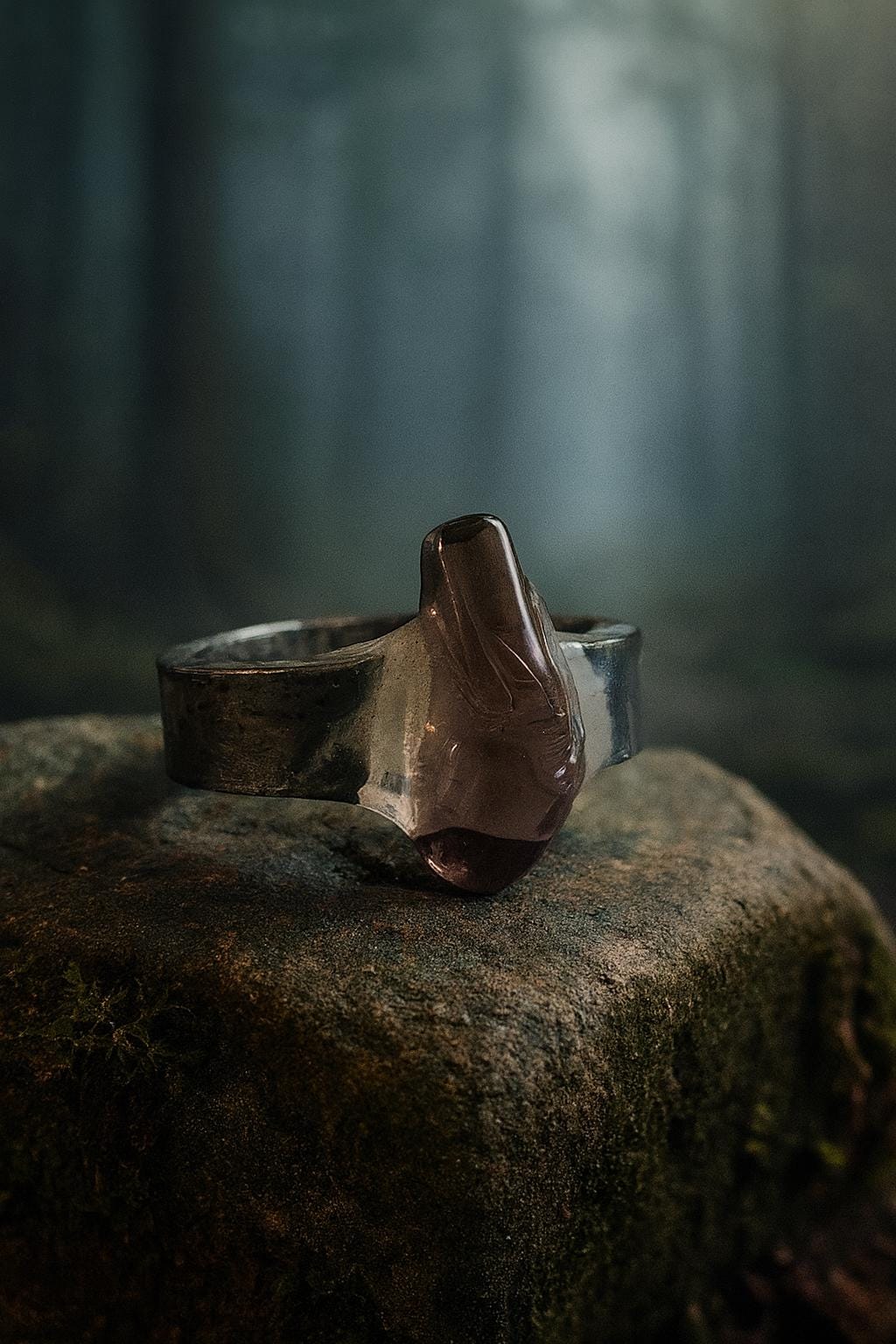 Nocturne Veil Ring - Smoky Quartz and Myrrh - Shadow Work & Inner Strength