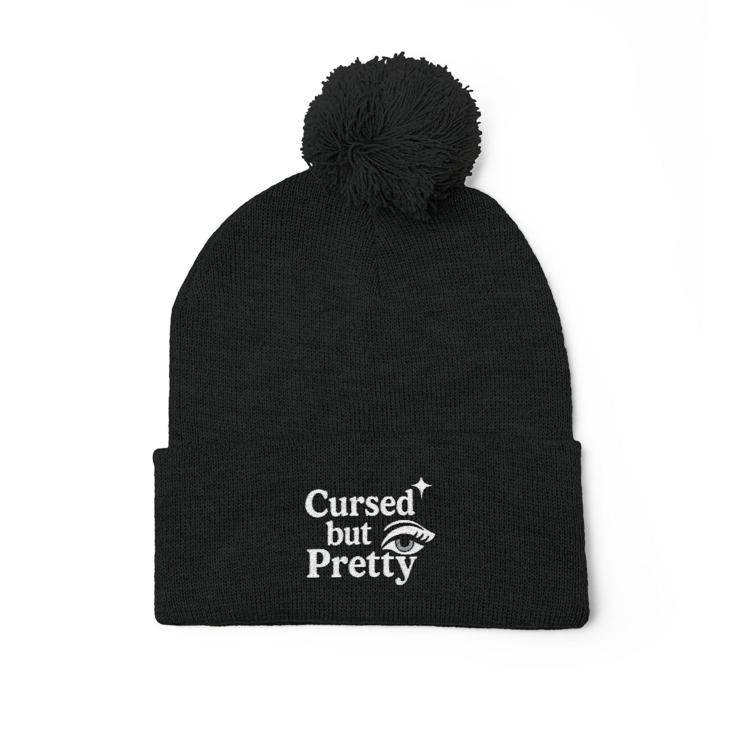 Cursed but Pretty™ Pom Pom Beanie - Witchy Winter Crown