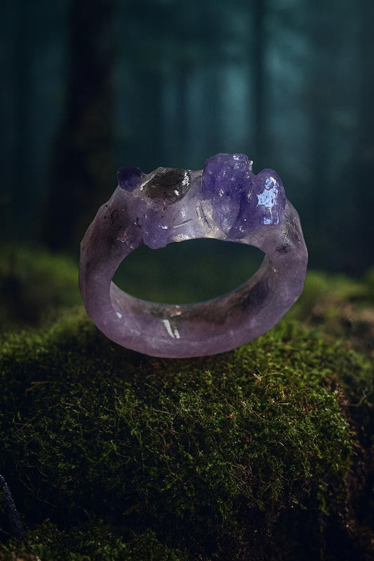 Third Eye Bloom -Amethyst & Mugwort Ring - Psychic Activation and Intuition