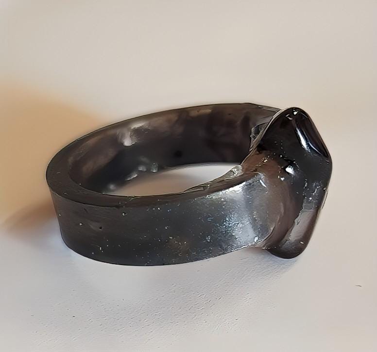 Nocturne Veil Ring - Smoky Quartz and Myrrh - Shadow Work & Inner Strength